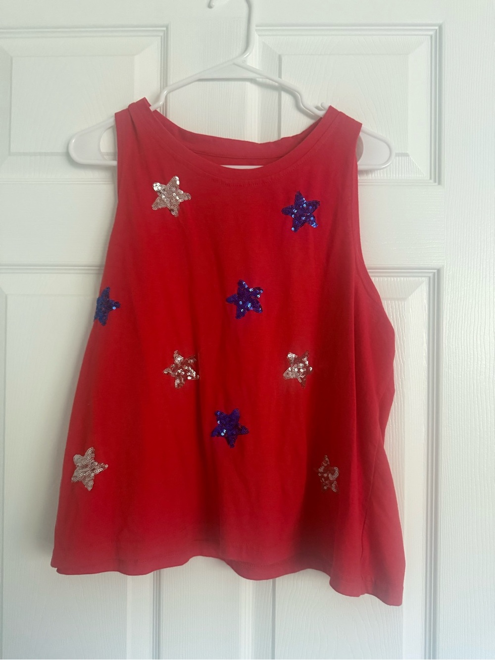 Red Sequin Star Tank Top